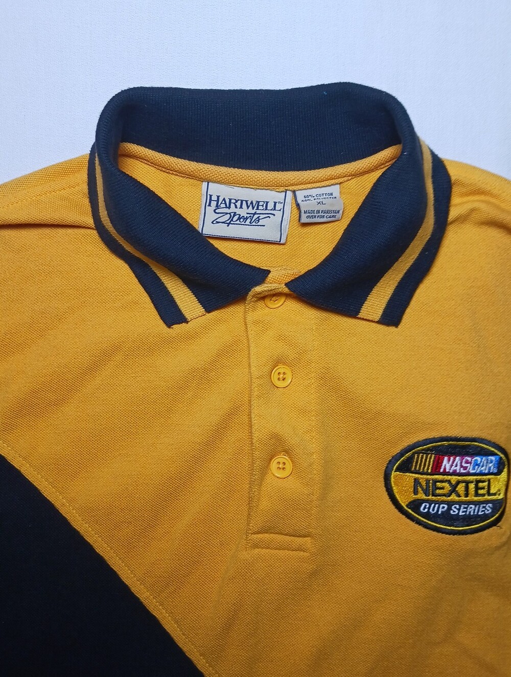 Vintage Hartwell Sports Mens Nascar Nextel Polo Shirt XL Yellow Black